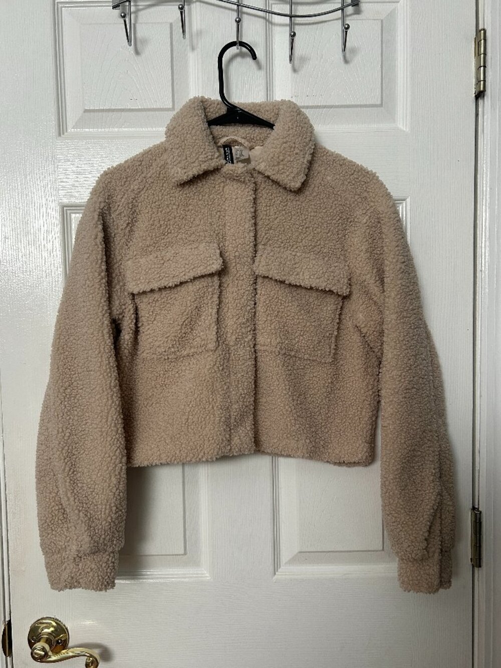 H&M Divided Blush Pink Teddy Jacket Women's XXS Coquette Winter Girly Cozy GUC